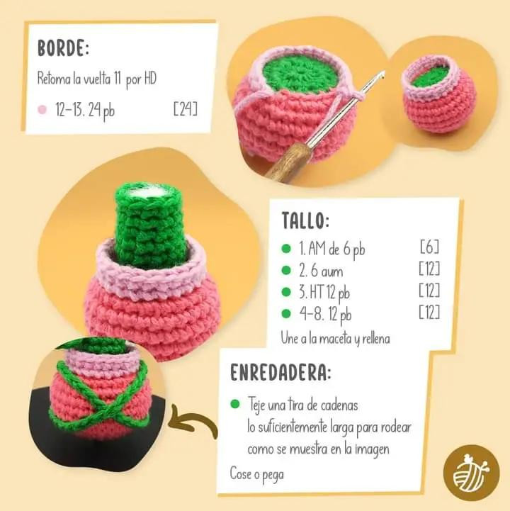 Patrón Gratuito Amigurumi Flor Rosa Brawl Stars
