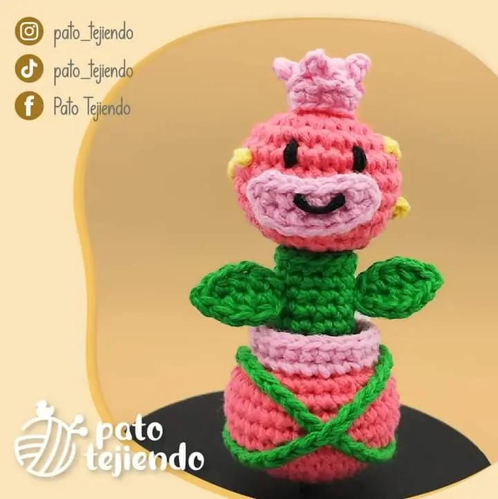 Patrón Gratuito Amigurumi Flor Rosa Brawl Stars