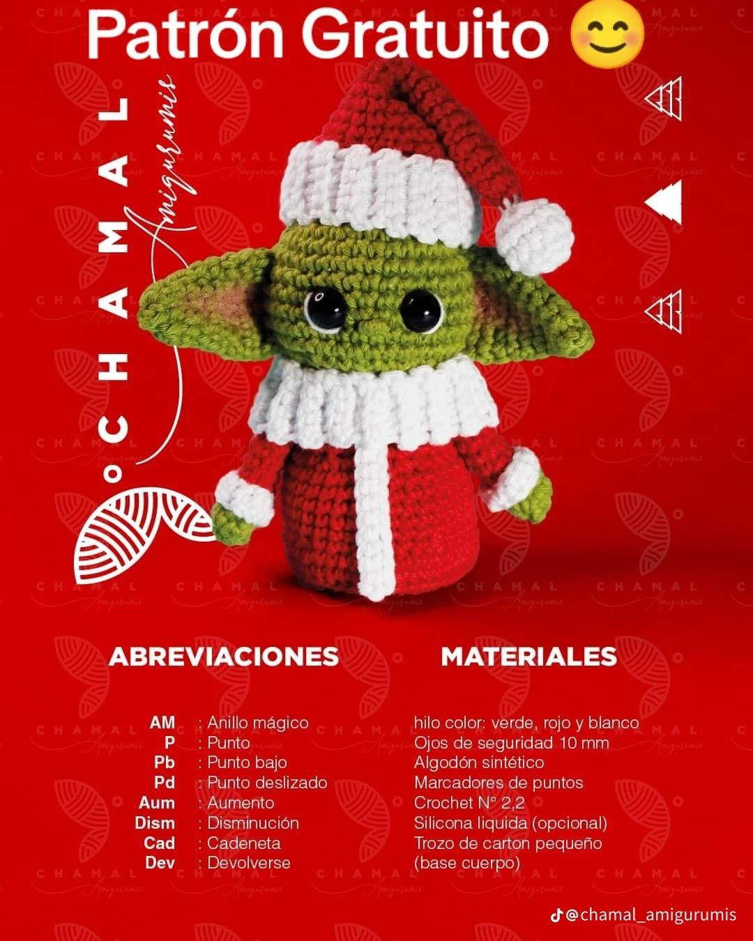 Patrón Gratuito Amigurumi Grogu Navidad - Nivel Intermedio