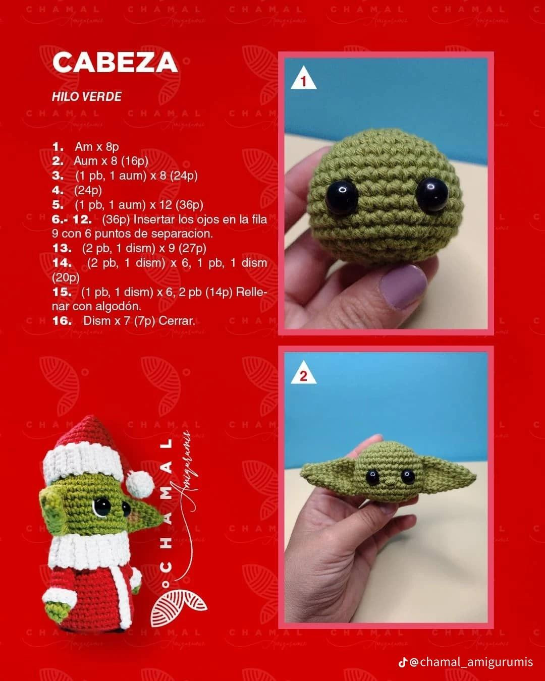 Patrón Gratuito Amigurumi Grogu Navidad - Nivel Intermedio