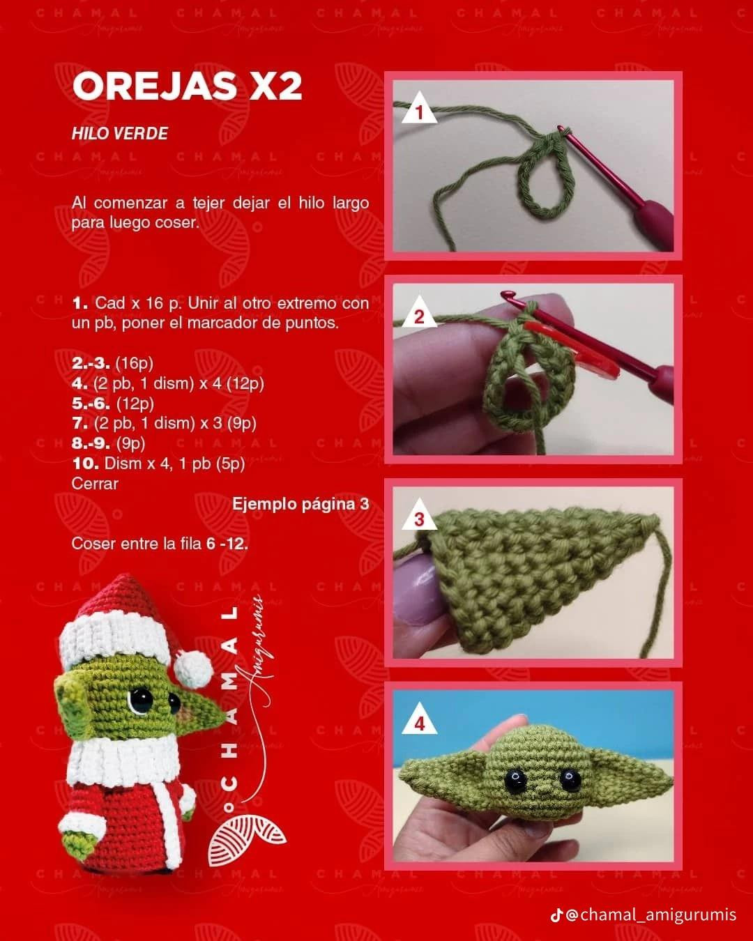 Patrón Gratuito Amigurumi Grogu Navidad - Nivel Intermedio