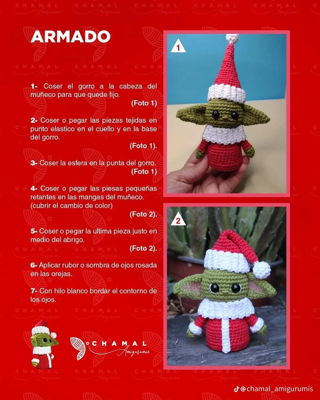 Patrón Gratuito Amigurumi Grogu Navidad - Nivel Intermedio