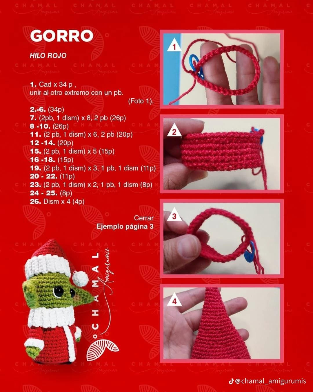 Patrón Gratuito Amigurumi Grogu Navidad - Nivel Intermedio