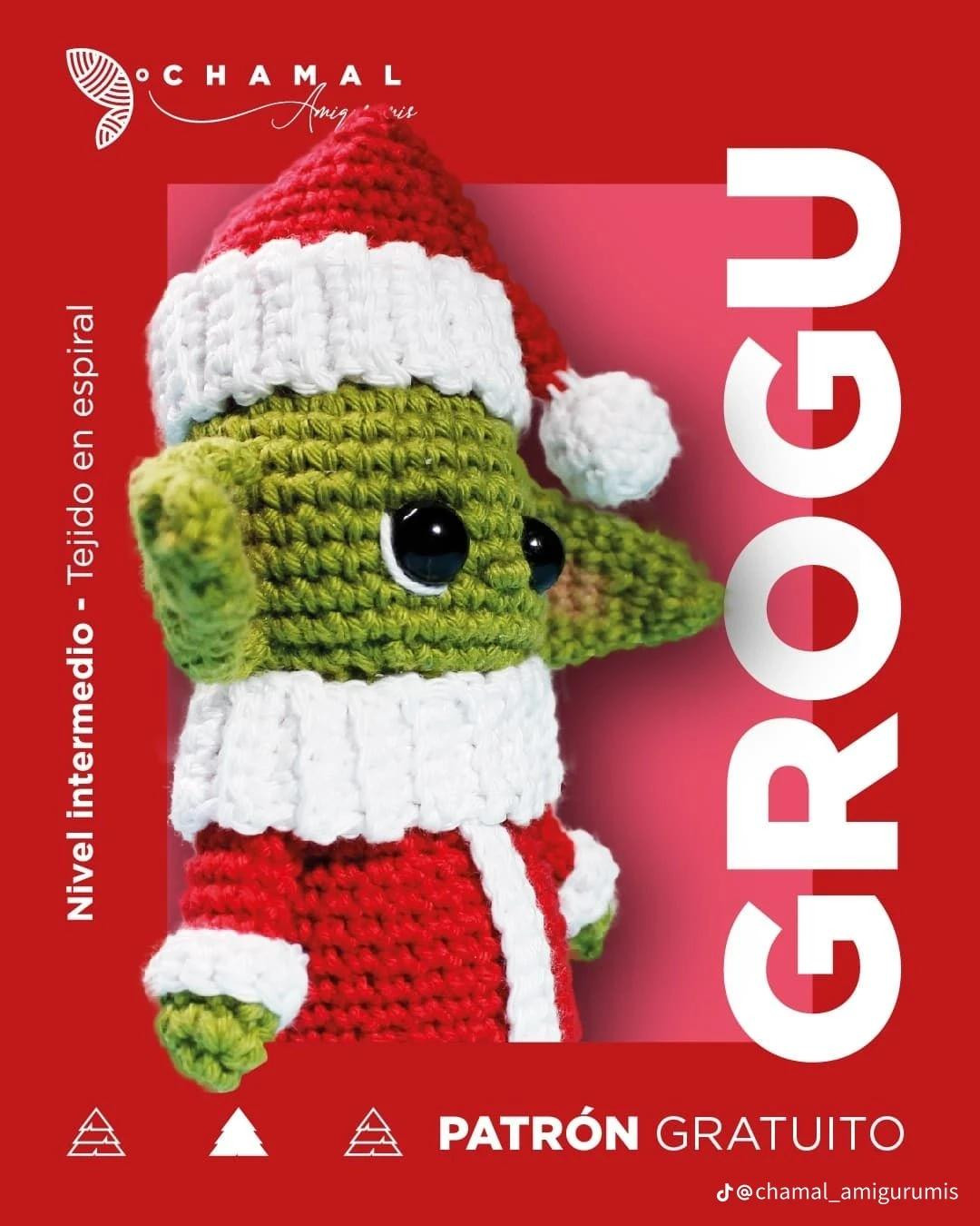 Patrón Gratuito Amigurumi Grogu Navidad - Nivel Intermedio