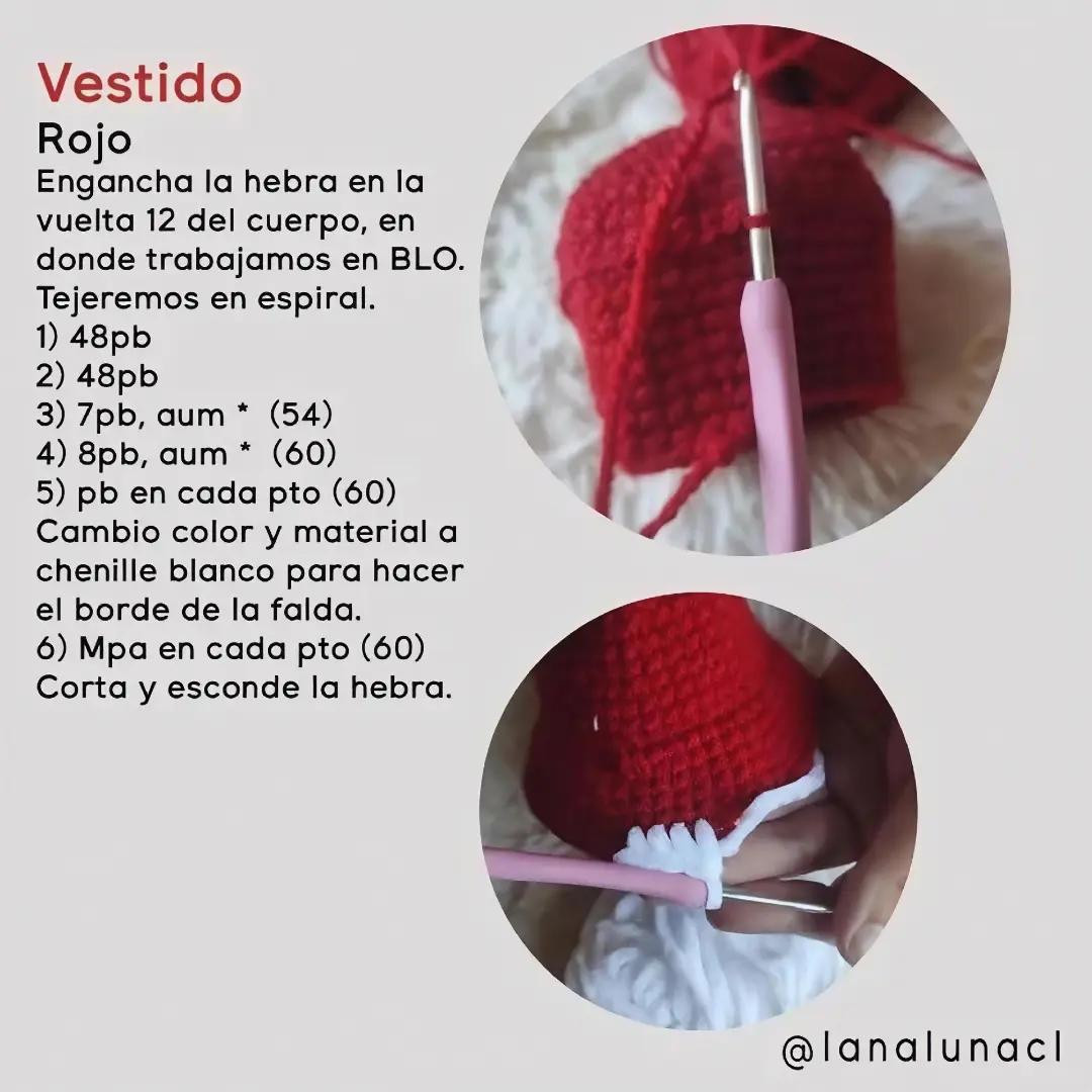 Patrón Gratuito Amigurumi Hello Kitty Navidad con Vestido Rojo y Gorro