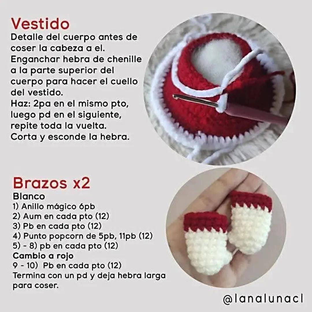 Patrón Gratuito Amigurumi Hello Kitty Navidad con Vestido Rojo y Gorro