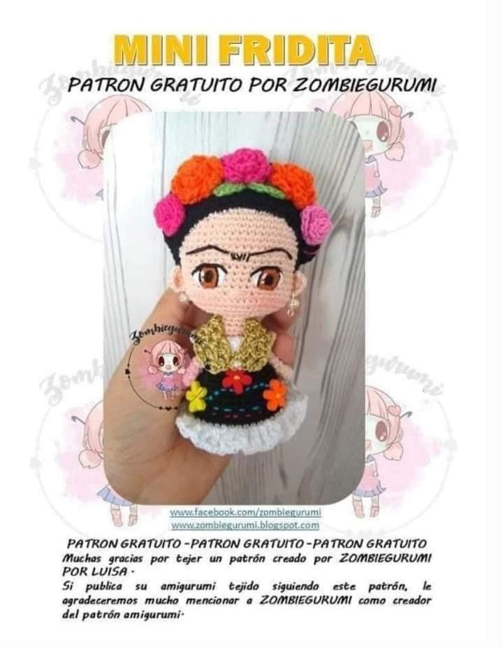 Patron Gratuito Amigurumi Mini Frida Kahlo - Tutorial Crochet