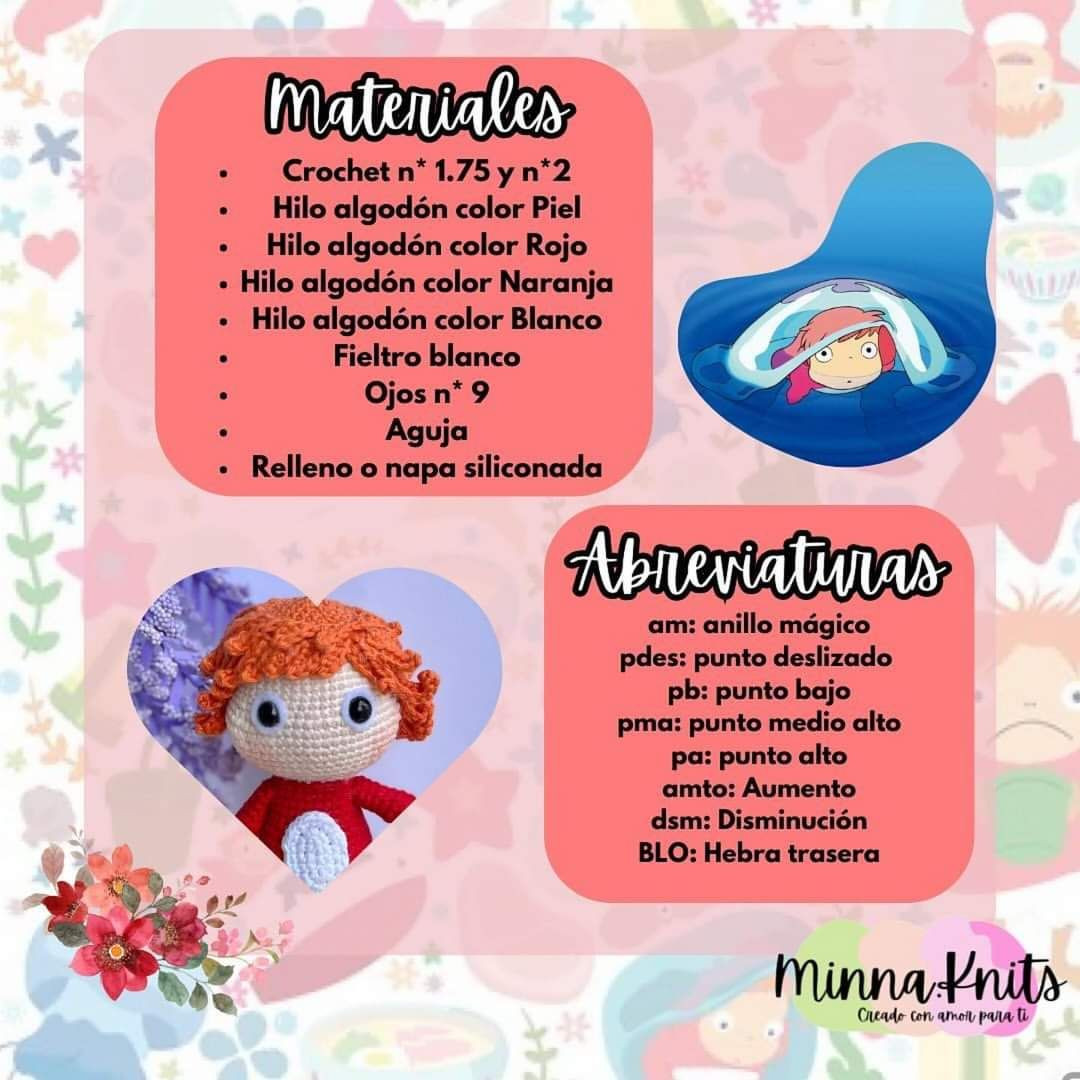 Patrón Gratuito Amigurumi Ponyo el secreto de la sirenita
