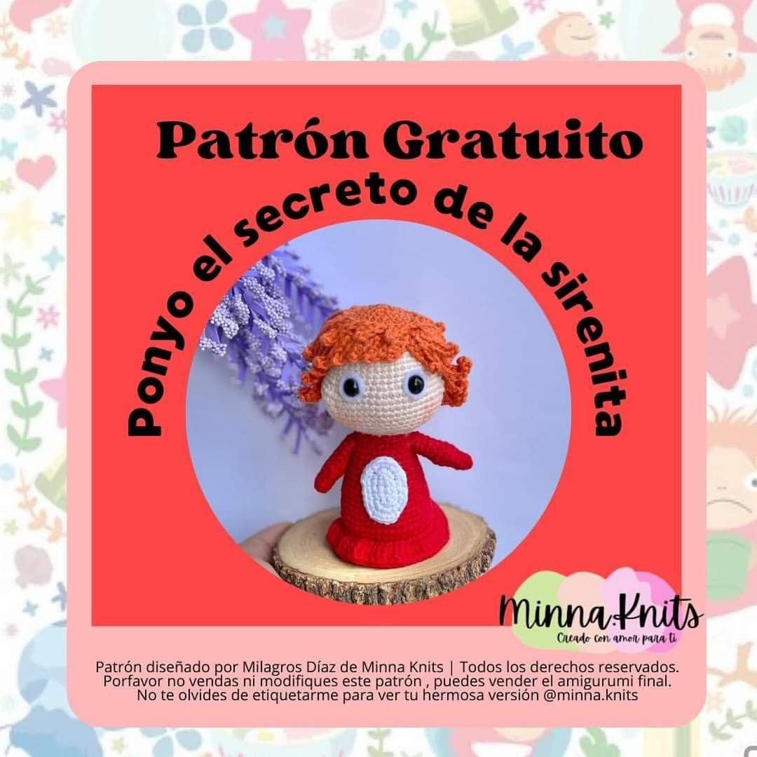 Patrón Gratuito Amigurumi Ponyo el secreto de la sirenita