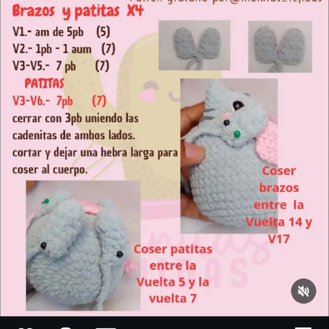 Patrón Gratuito Amigurumi Pusheen Cat: Tutorial Paso a Paso