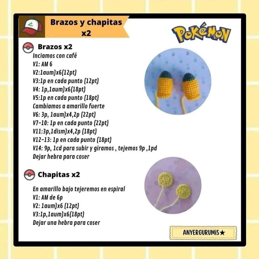 Patrón Gratuito Amigurumi Raichu Pokémon - Guía Paso a Paso