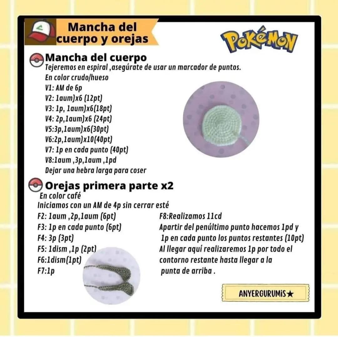 Patrón Gratuito Amigurumi Raichu Pokémon - Guía Paso a Paso