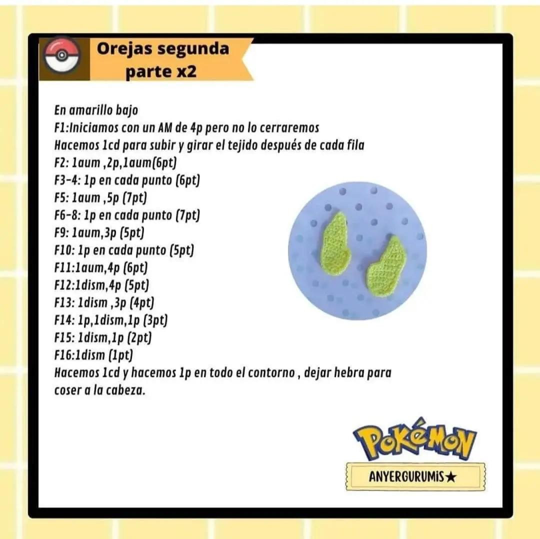 Patrón Gratuito Amigurumi Raichu Pokémon - Guía Paso a Paso