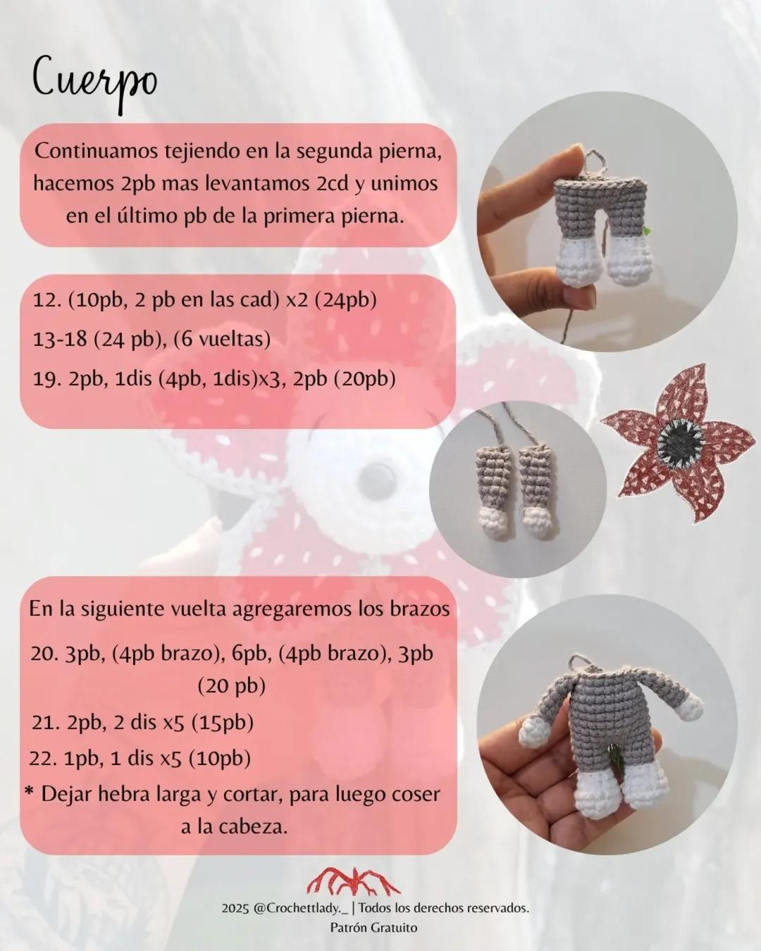 Patrón gratuito amigurumi Snoopy Demogorgon con alas de mariposa