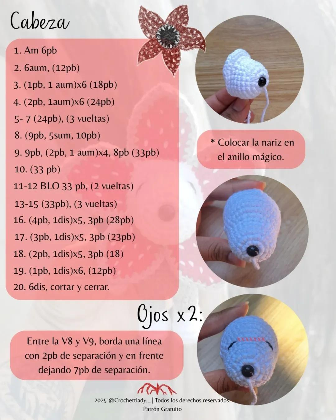 Patrón gratuito amigurumi Snoopy Demogorgon con alas de mariposa