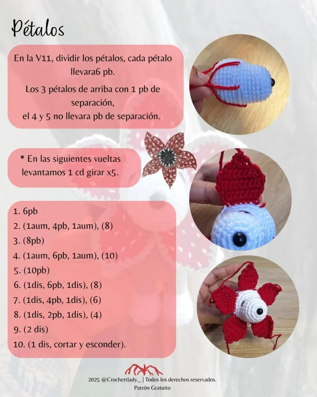 Patrón gratuito amigurumi Snoopy Demogorgon con alas de mariposa