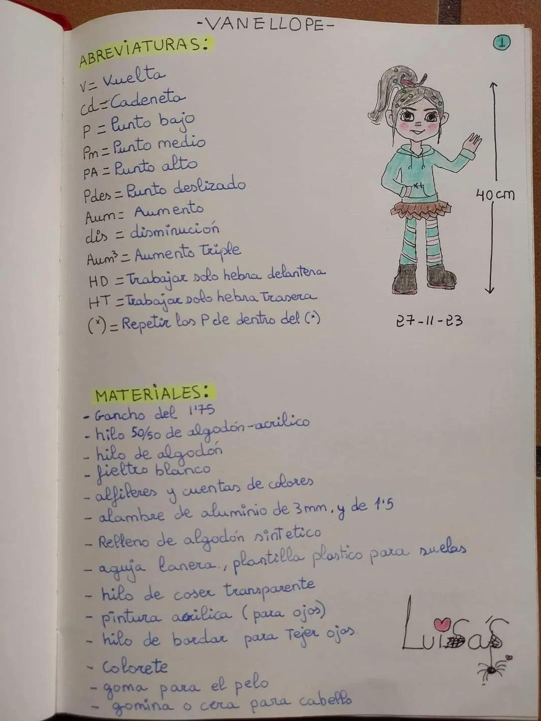 Patrón Gratuito Amigurumi Vanellope de Wreck-It Ralph