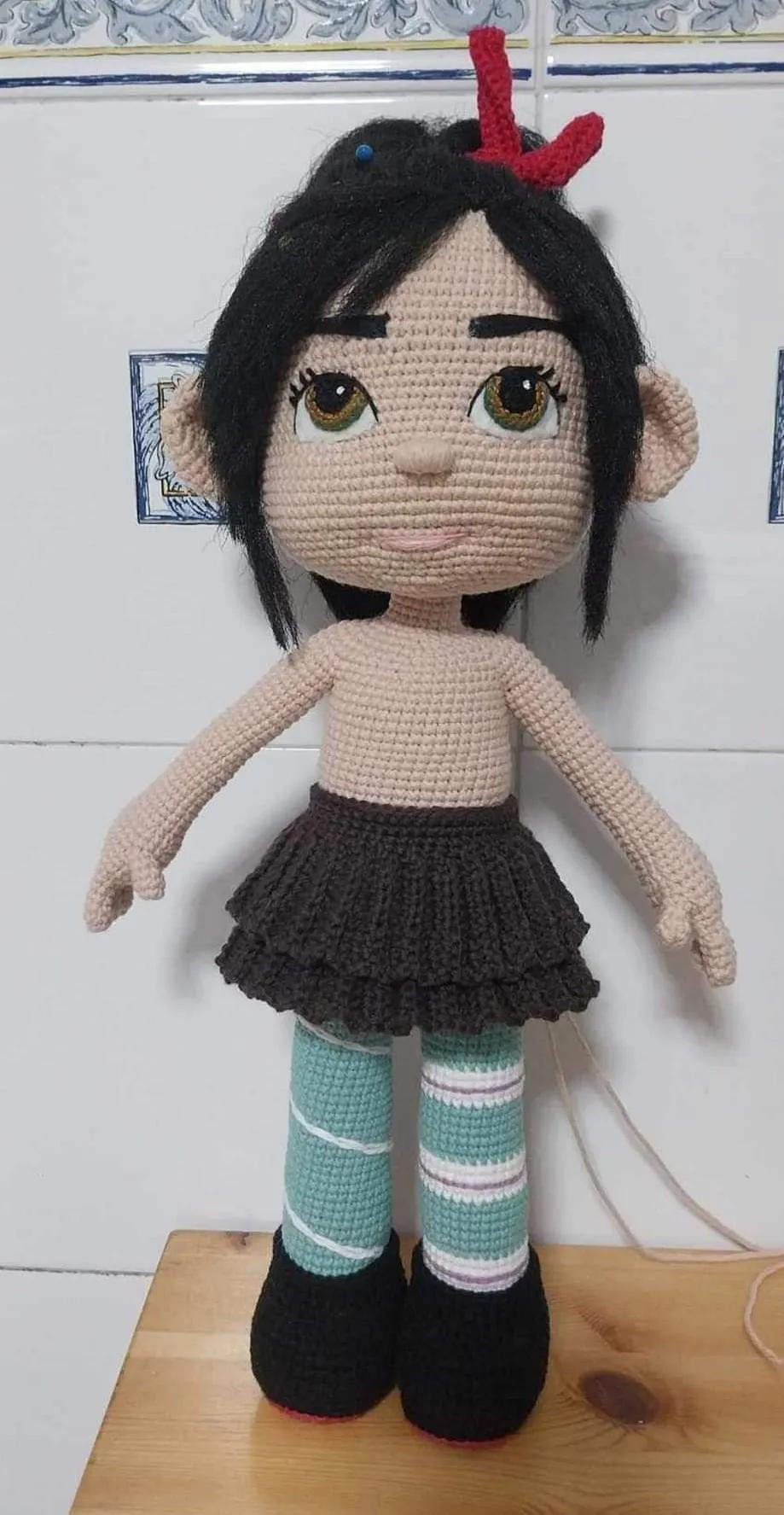 Patrón Gratuito Amigurumi Vanellope de Wreck-It Ralph