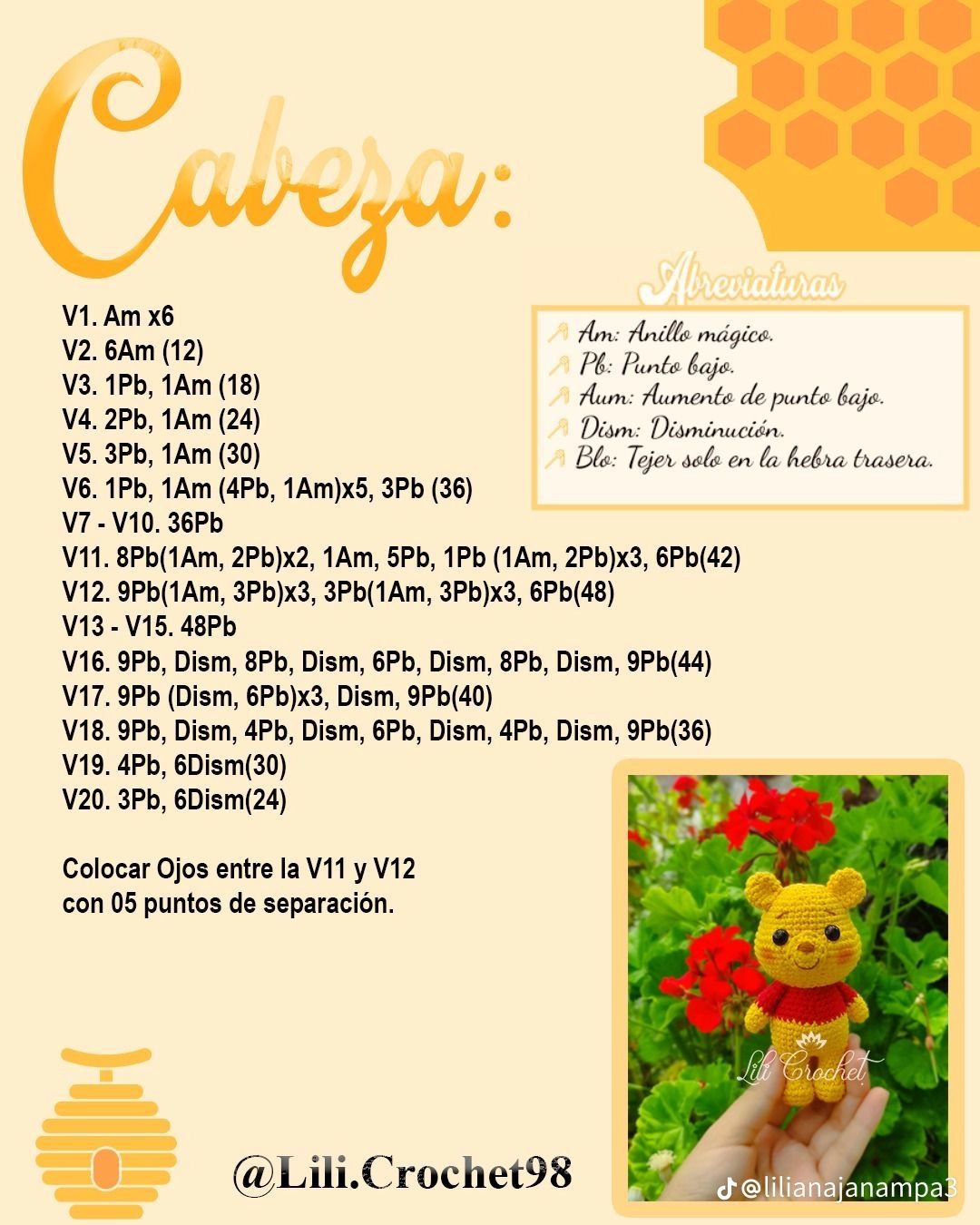 Patrón Gratuito Amigurumi Winnie the Pooh: Gấu bông vàng áo đỏ