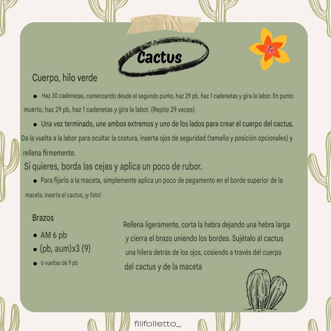 Patrón gratuito Amocactus: cactus amigurumi con corazón y flor