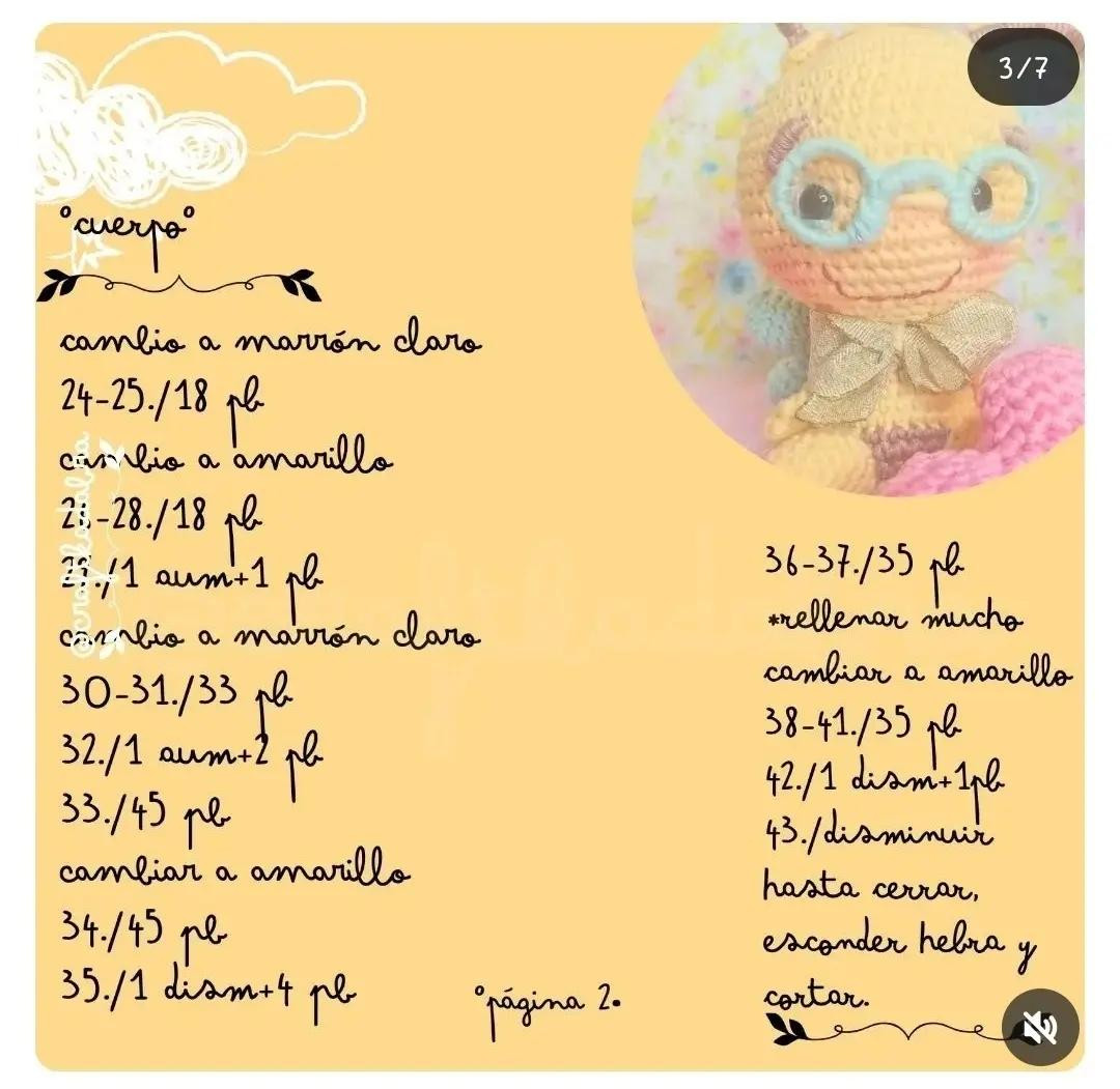 Patrón Gratuito: Búp bê Ong Amigurumi Móc Len Màu Vàng và Hồng với Kính