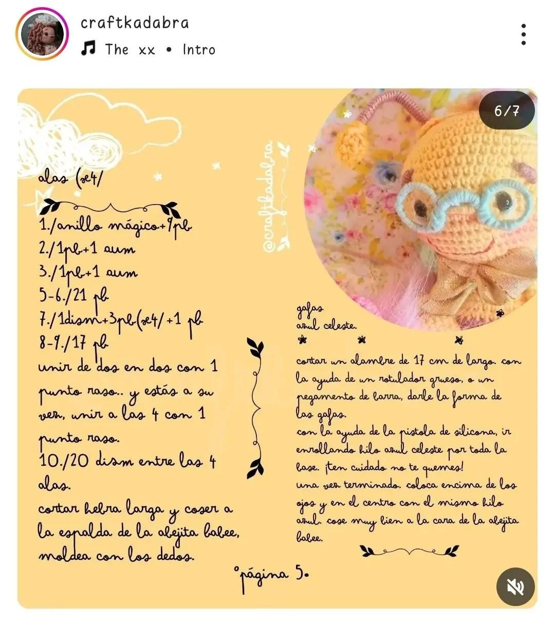 Patrón Gratuito: Búp bê Ong Amigurumi Móc Len Màu Vàng và Hồng với Kính