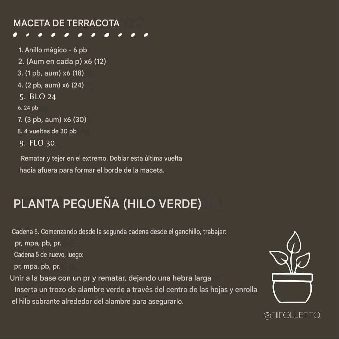 Patrón gratuito: Cachorro de hojas amigurumi en maceta terracota