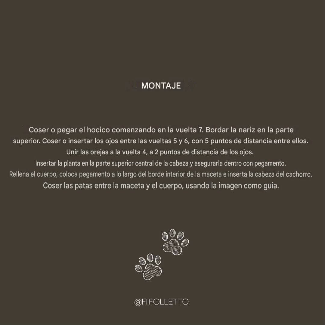 Patrón gratuito: Cachorro de hojas amigurumi en maceta terracota