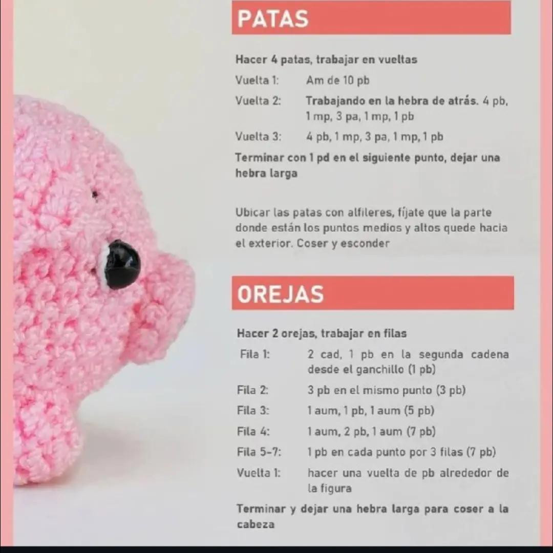 Patrón Gratuito Chanchito Amigurumi Rosa