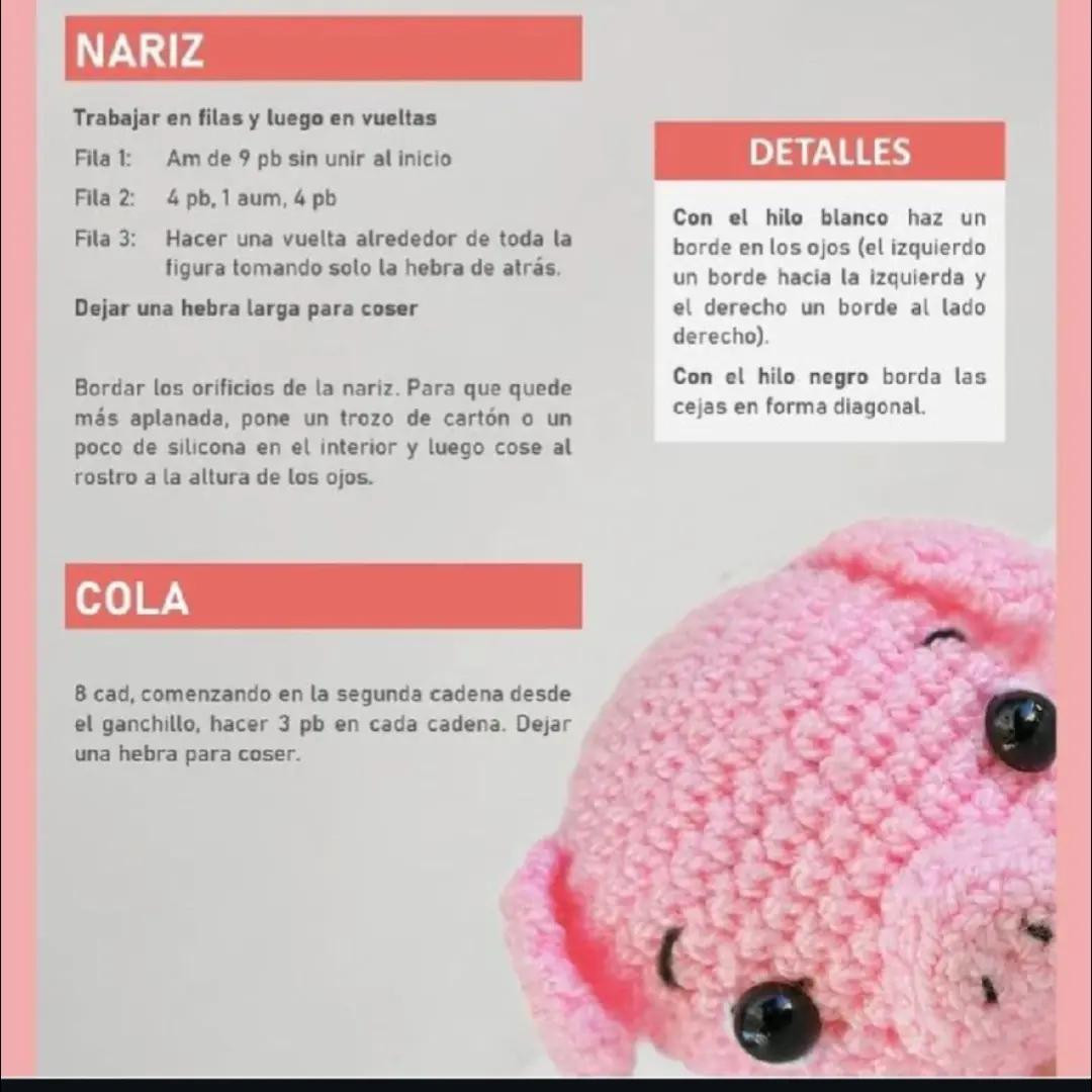Patrón Gratuito Chanchito Amigurumi Rosa