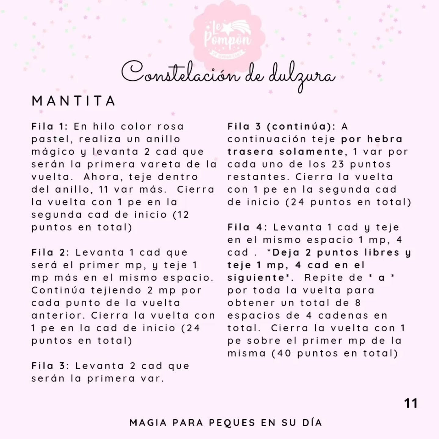 Patrón gratuito Constelación de dulzura: Unicornio amigurumi con mantita en tonos pastel rosa y azul
