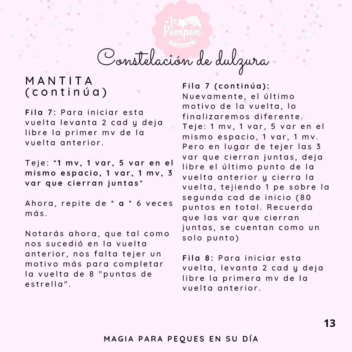 Patrón gratuito Constelación de dulzura: Unicornio amigurumi con mantita en tonos pastel rosa y azul
