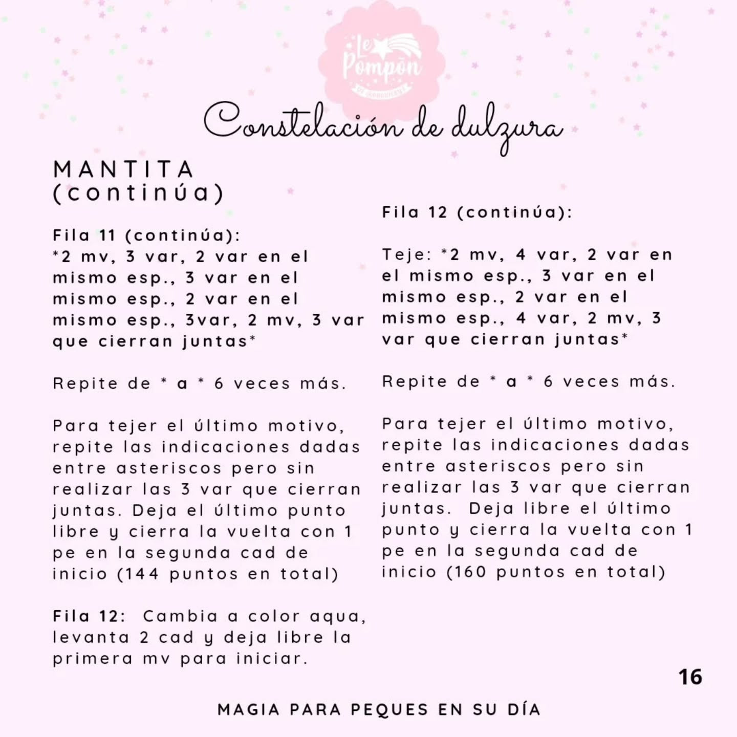 Patrón gratuito Constelación de dulzura: Unicornio amigurumi con mantita en tonos pastel rosa y azul