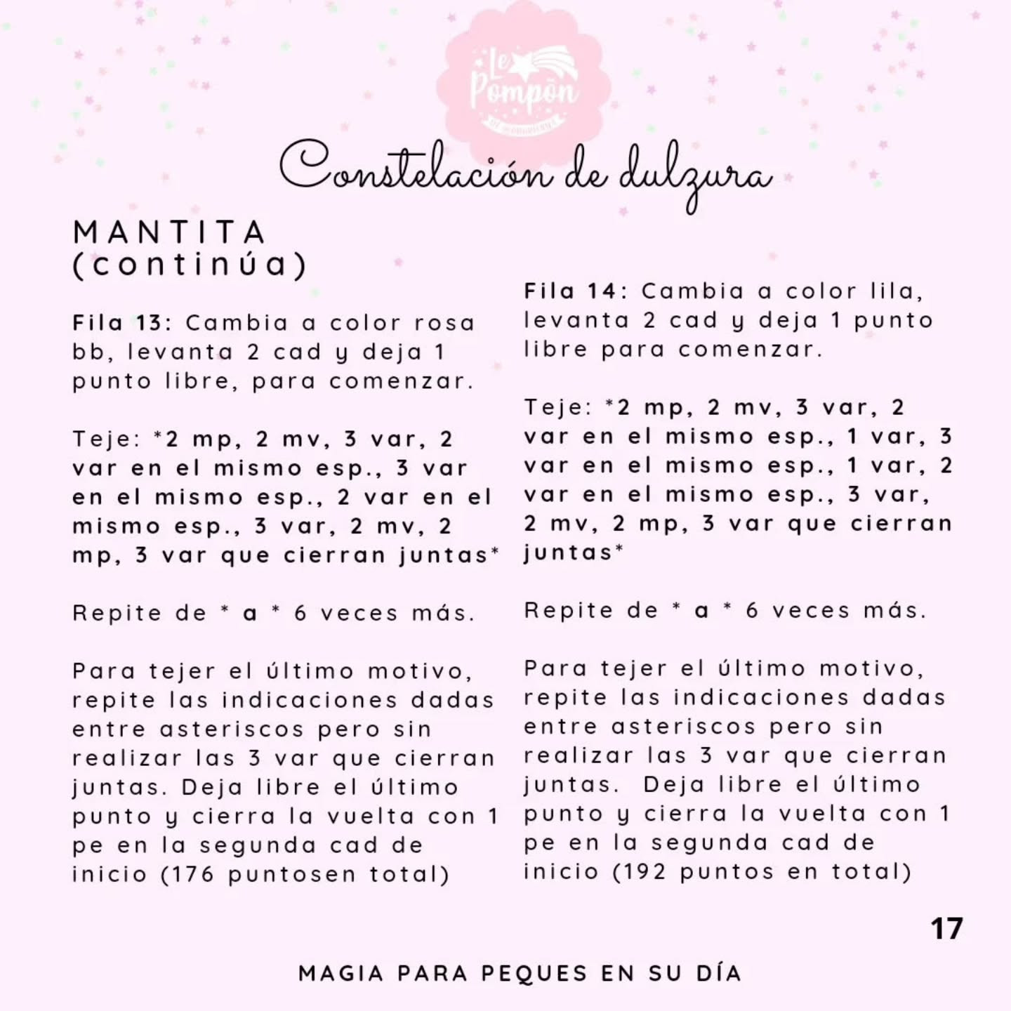 Patrón gratuito Constelación de dulzura: Unicornio amigurumi con mantita en tonos pastel rosa y azul