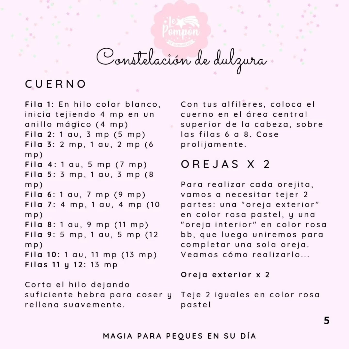 Patrón gratuito Constelación de dulzura: Unicornio amigurumi con mantita en tonos pastel rosa y azul
