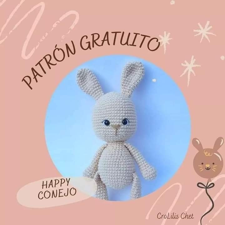 Patrón Gratuito Crochet Conejo Feliz - Tutorial Completo
