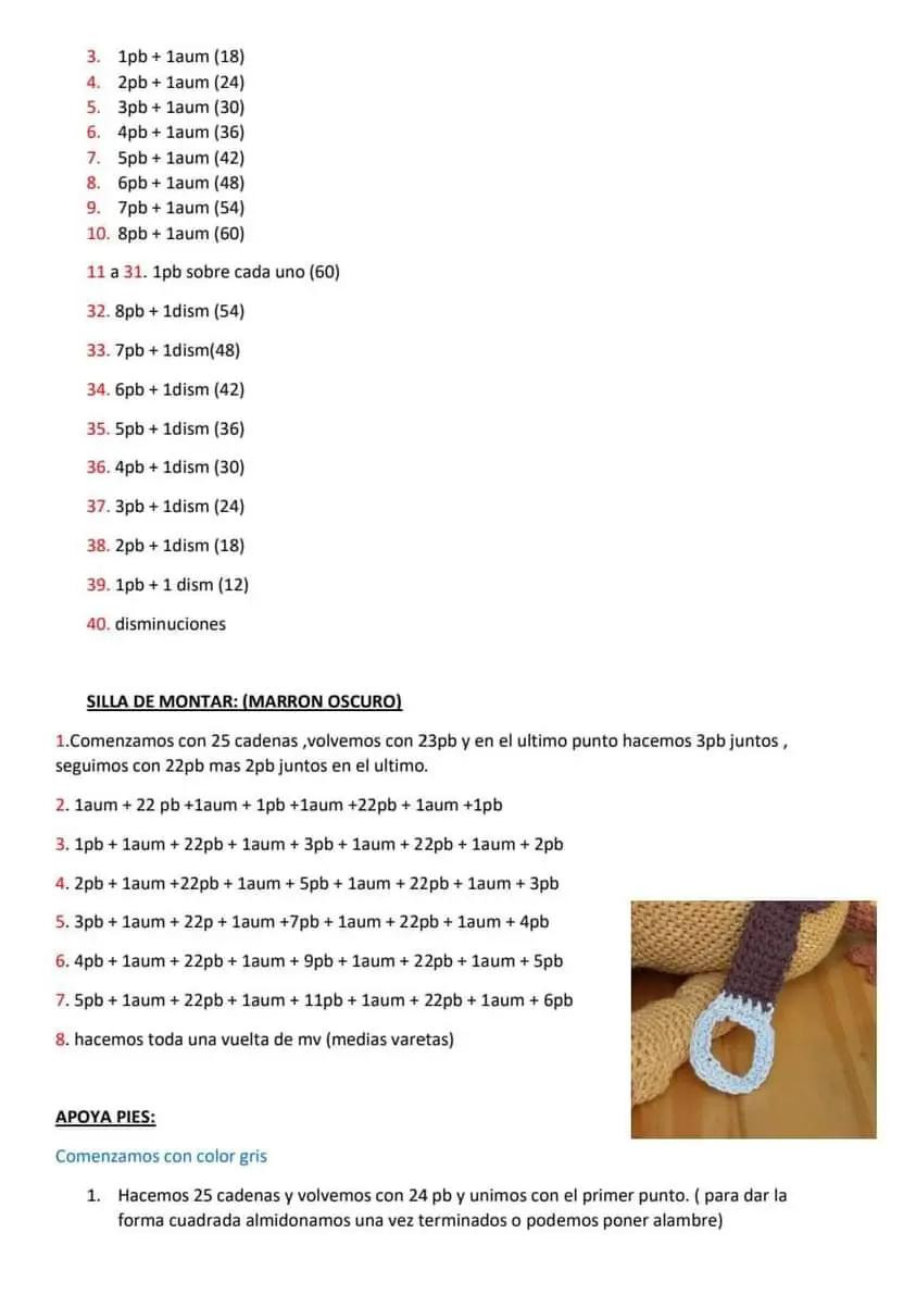 Patrón Gratuito Crochet Tiro al Blanco: Burro Amigurumi de Toy Story con Silla y Estribos