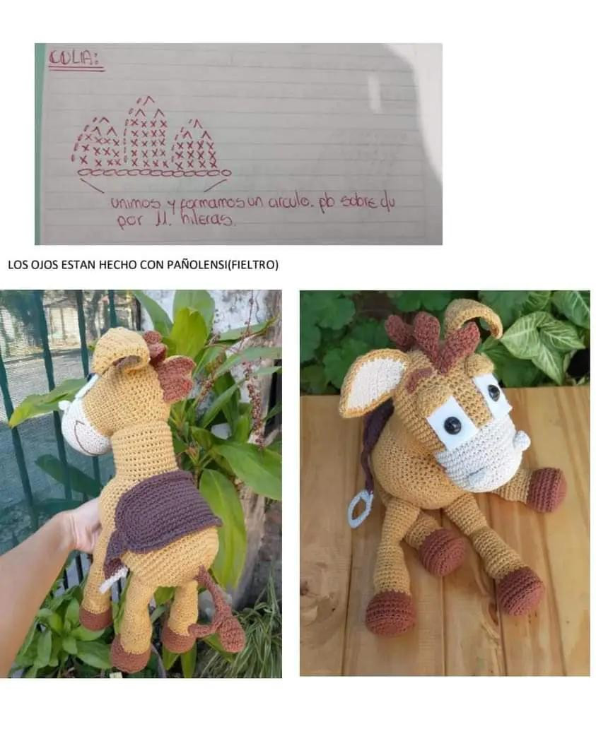 Patrón Gratuito Crochet Tiro al Blanco: Burro Amigurumi de Toy Story con Silla y Estribos