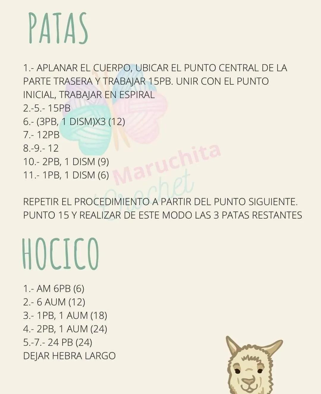 Patrón gratuito de alpaca amigurumi con Aguayo