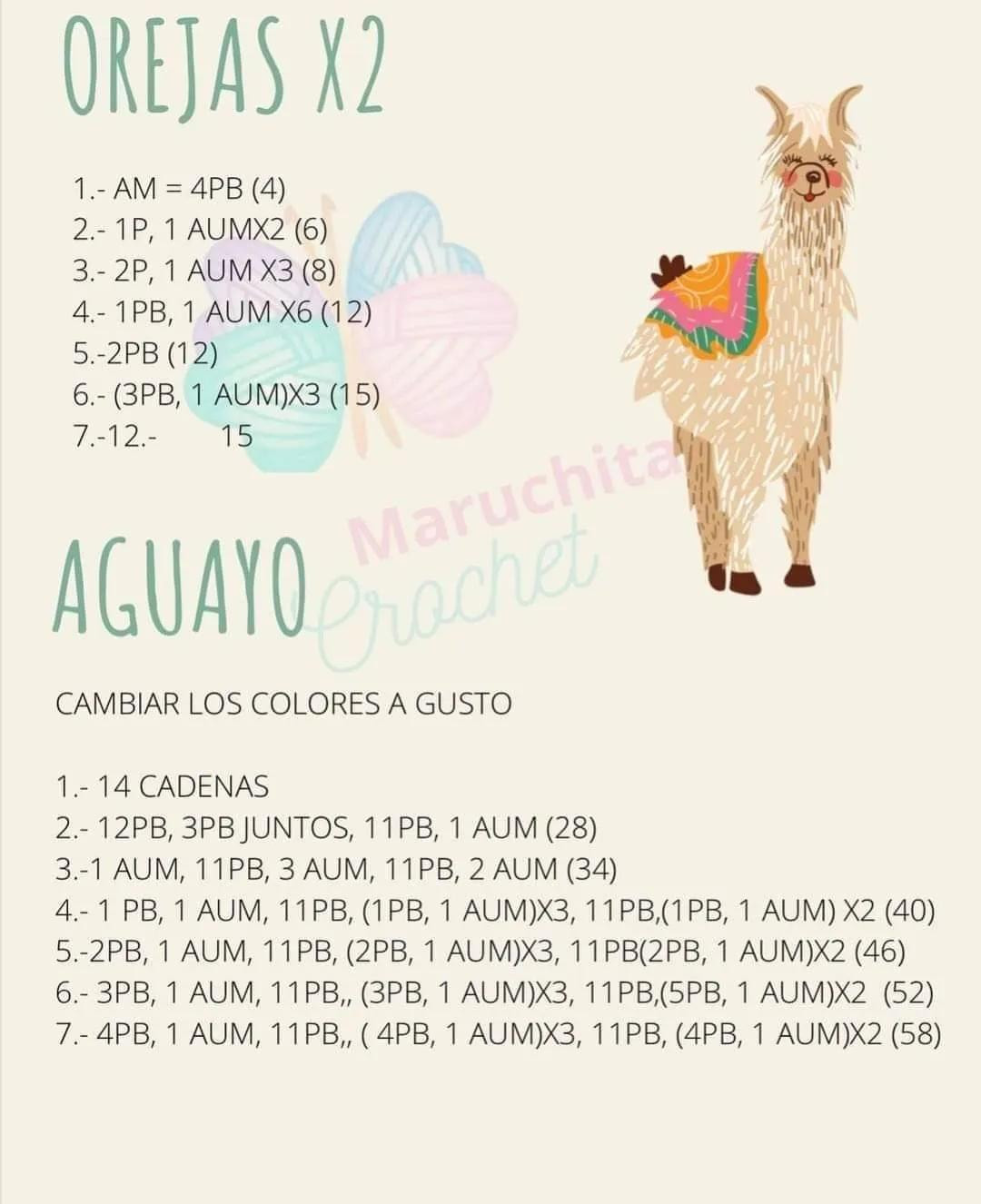 Patrón gratuito de alpaca amigurumi con Aguayo