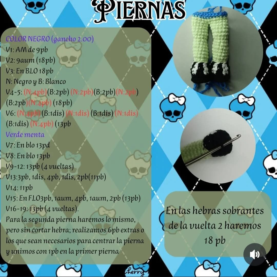 Patrón gratuito de amigurumi Frankie Stein: Guía paso a paso con materiales y abreviaturas