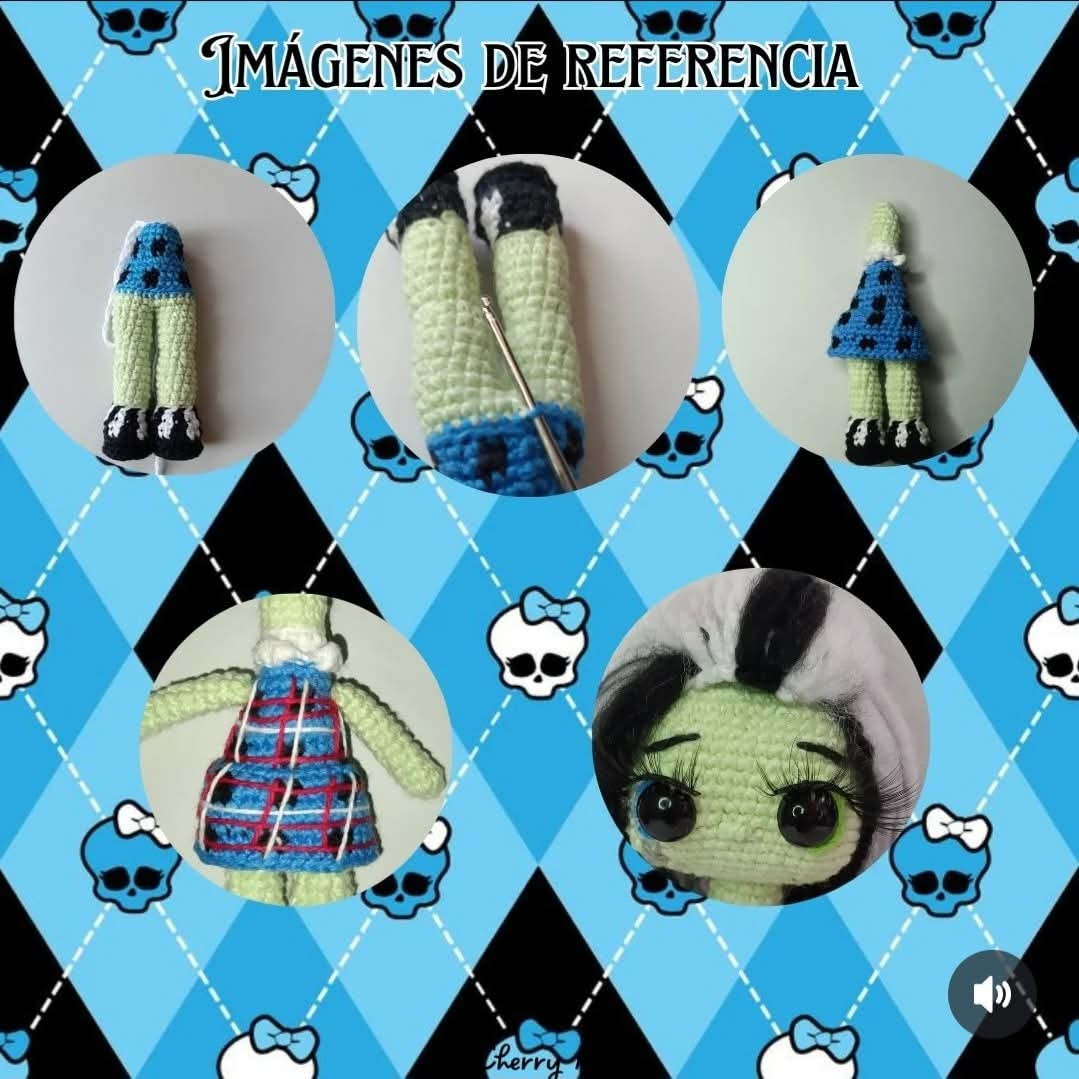 Patrón gratuito de amigurumi Frankie Stein: Guía paso a paso con materiales y abreviaturas
