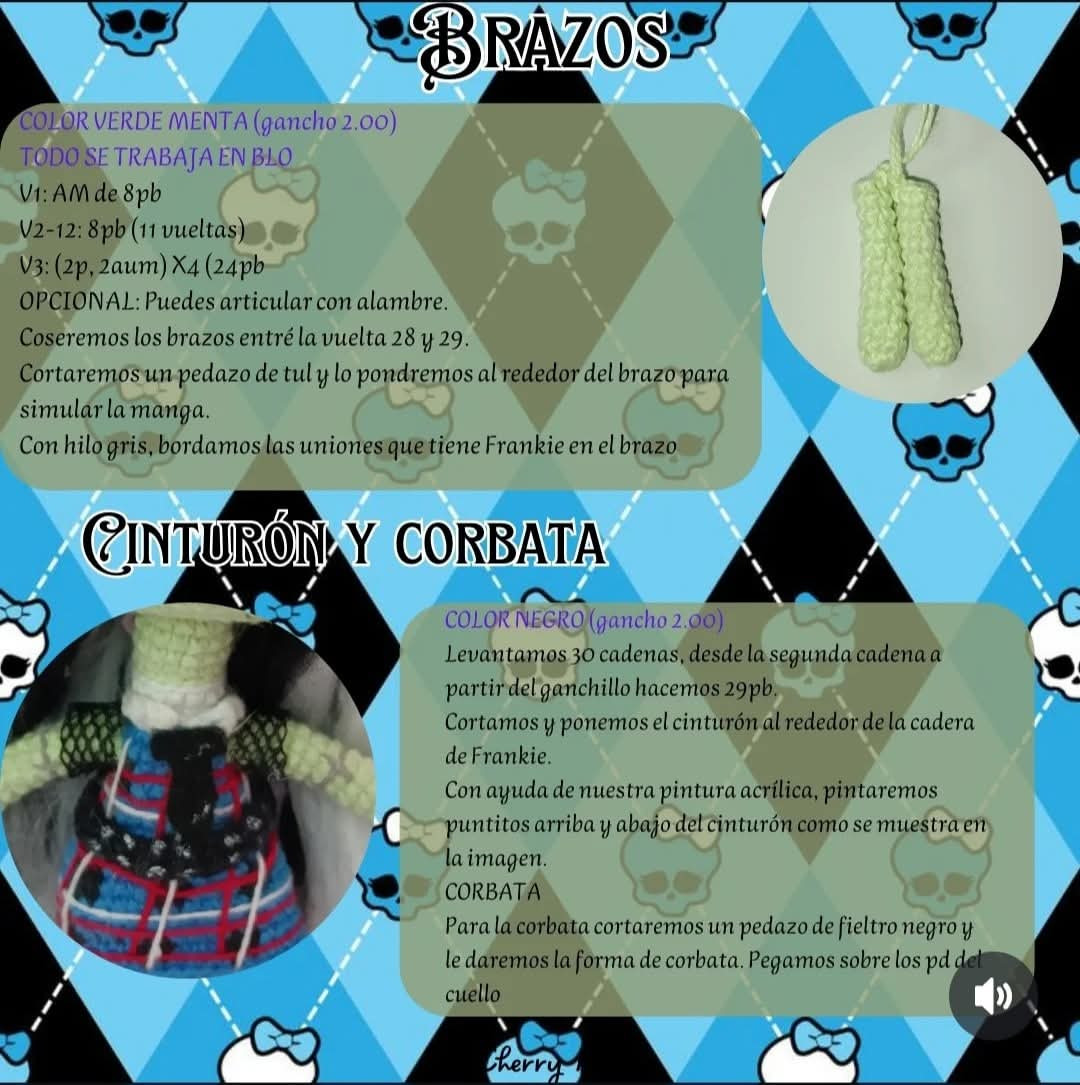 Patrón gratuito de amigurumi Frankie Stein: Guía paso a paso con materiales y abreviaturas