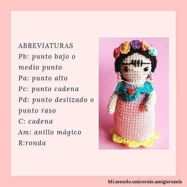 Patron gratuito de amigurumi Frida Kahlo