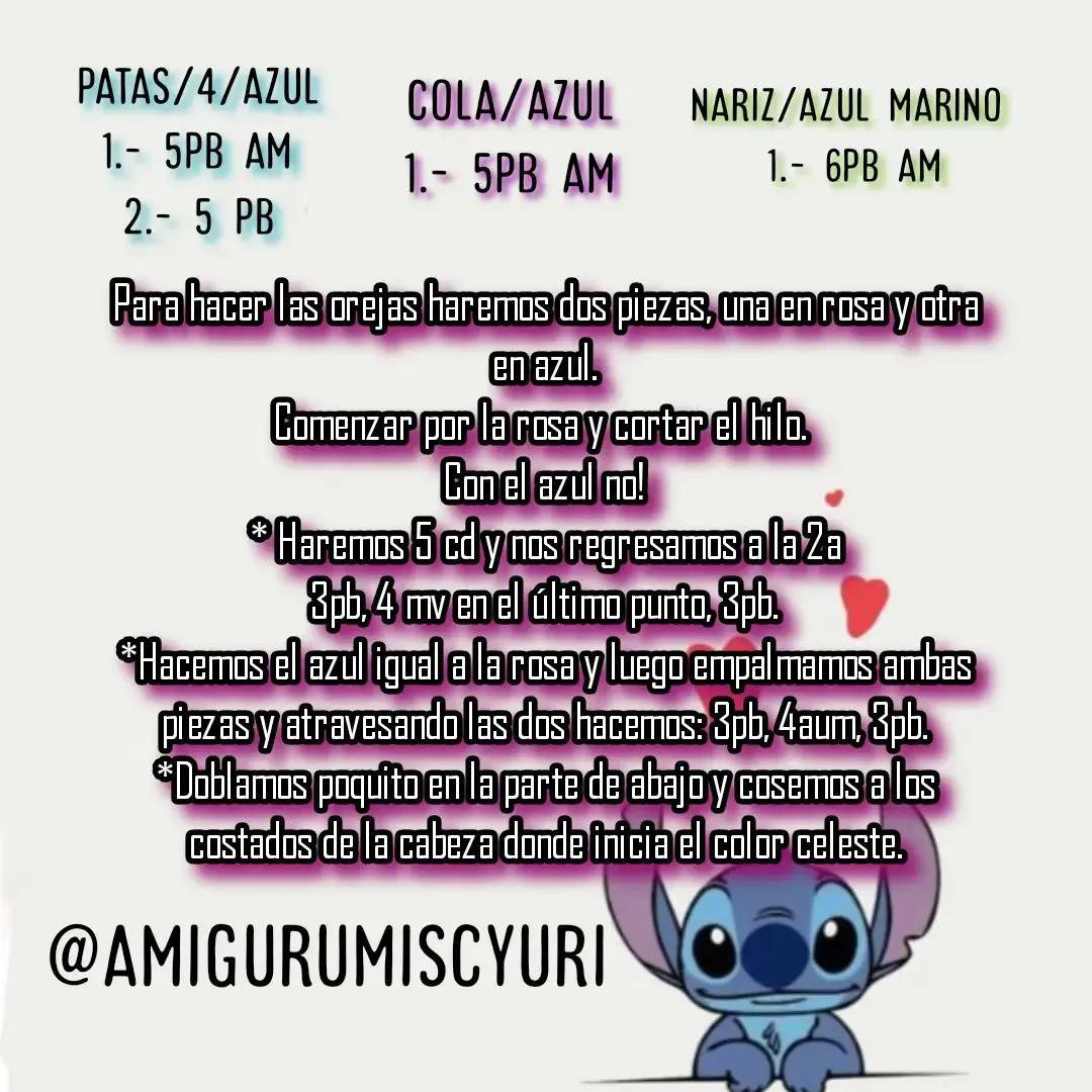 Patrón gratuito de amigurumi Mini Stitch azul con corazón rojo