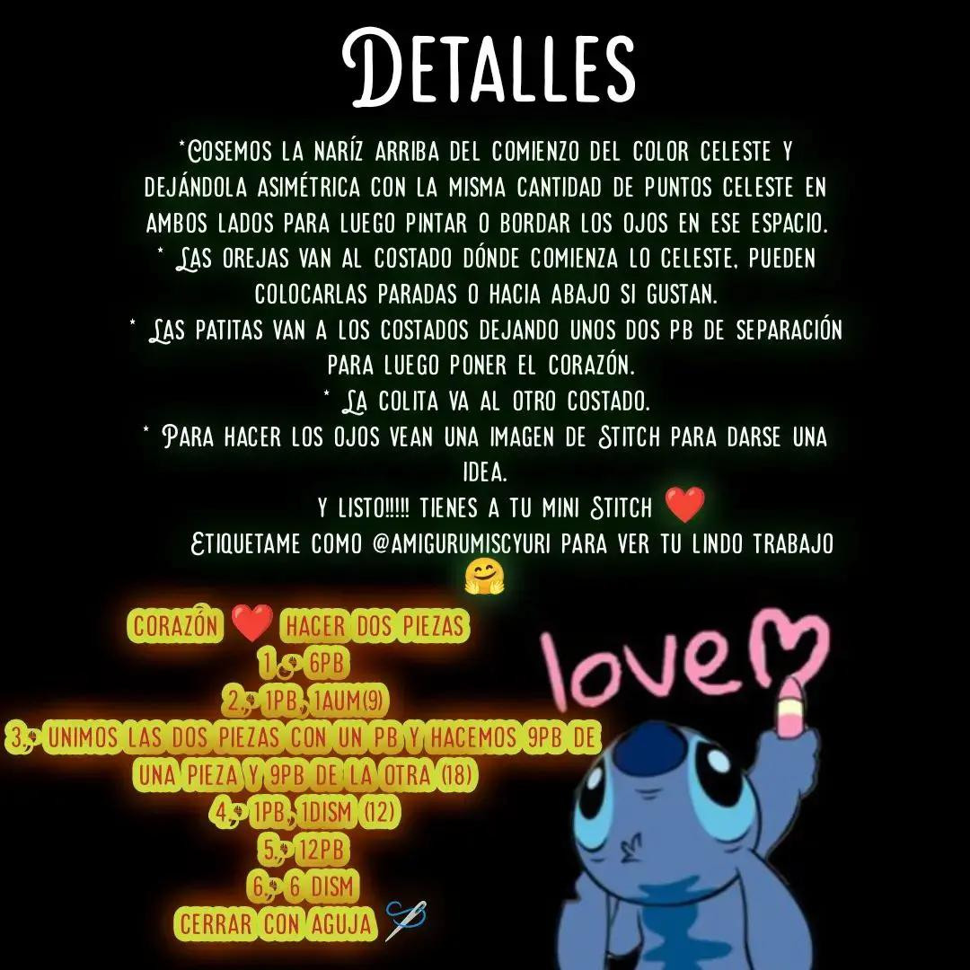 Patrón gratuito de amigurumi Mini Stitch azul con corazón rojo