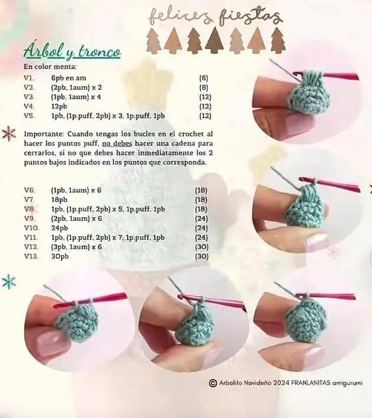 Patrón gratuito de árbol de Navidad amigurumi con estrellas