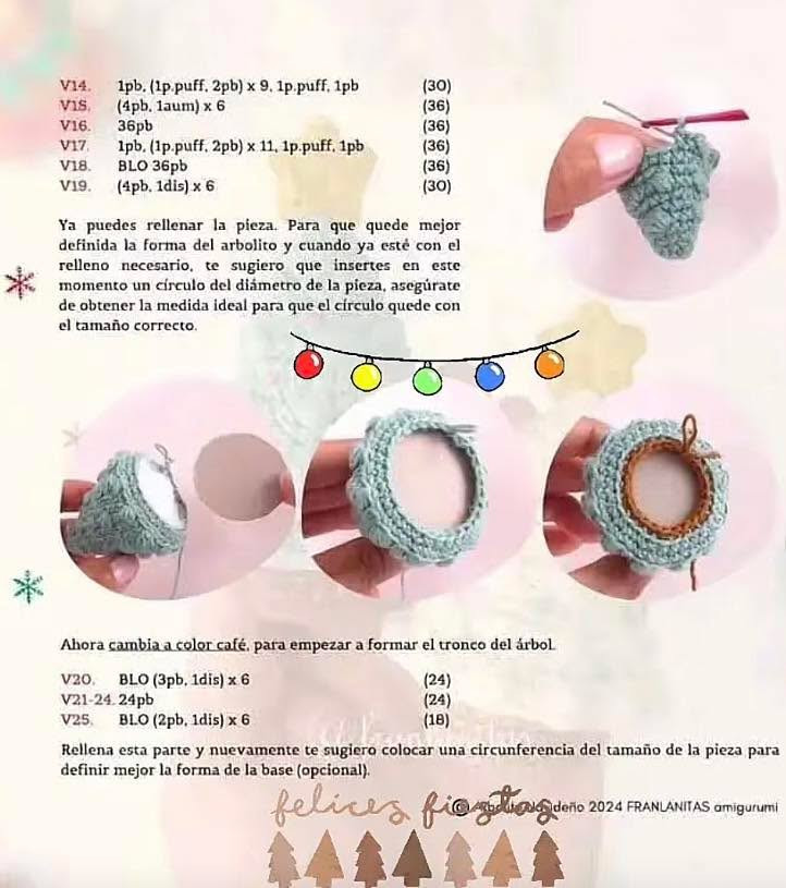 Patrón gratuito de árbol de Navidad amigurumi con estrellas