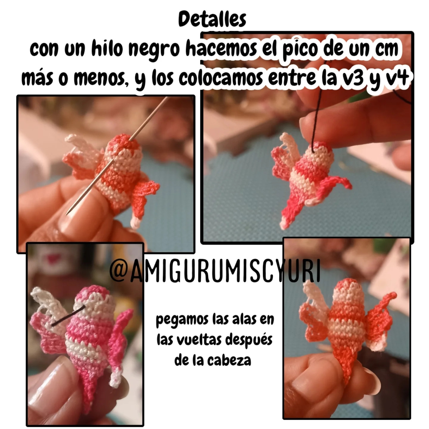 Patrón gratuito de aretes colibrí en amigurumi