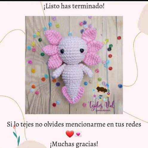 Patrón gratuito de axolote rosa a crochet